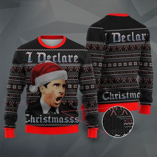 Michael Scott The Office Christmas Ugly Sweater, Michael Scott I Declare Shirt, Funny TV Series Shirt, Winter Ugly Sweater, Xmas Gift