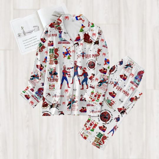 Spiderman Christmas Pajamas, Marvel Ho Ho Ho Xmas Pajamas, Spiderman Santa Holiday Pajamas, Avengers Funny Christmas