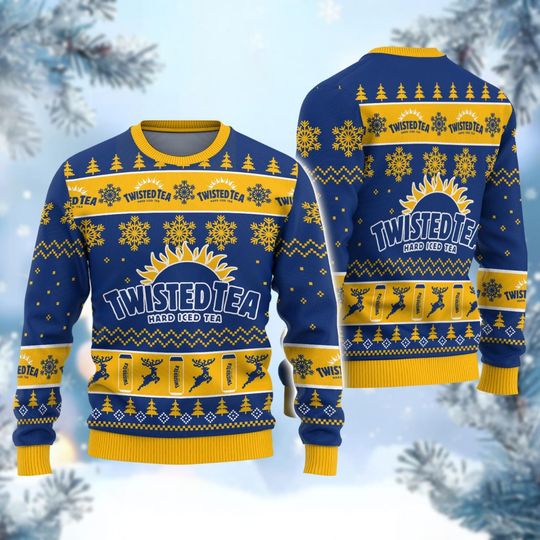 Twisted Tea Ugly Sweater, Hard Iced Tea Christmas Sweater, Tea Lover Holiday Sweater, Sweaters For Men, Gift For Him, Xmas Sweater