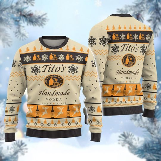 Tito's Ugly Sweater, Titos Handmade Vodka Christmas Sweater, Vodka Alcohol Holiday Sweater, Ugly Xmas Sweater, Drink Party Gift
