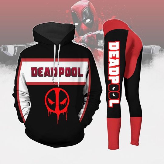 Deadpool Movie Hoodie And Legging, Deadpool Cosplay Costume, Christmas Superhero Shirt, Marvel Leggings, MCU Fan Gift, Gift For Him