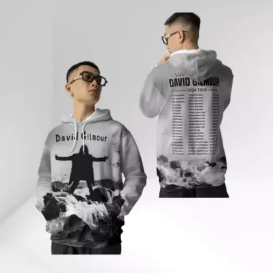3d hoodie US size, David Gilmour Luck And Strange 2024 Tour hoodie, music lovers