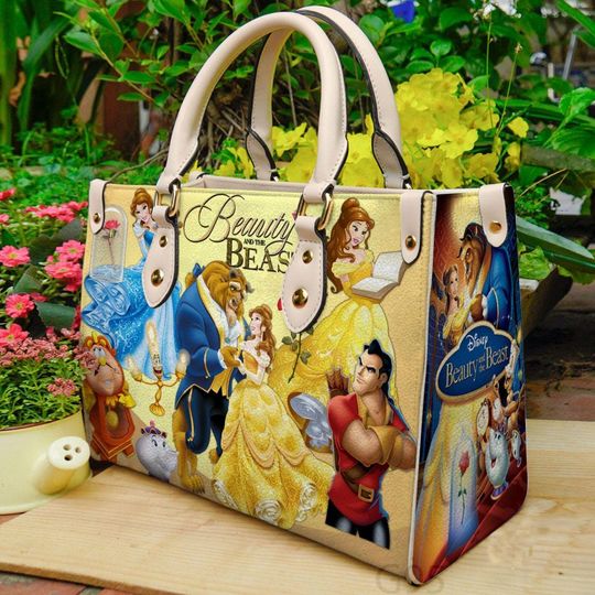 Beauty And The Beast Handbag, Custom Leather Handbag, Travel Bag Gift, Gift For Her