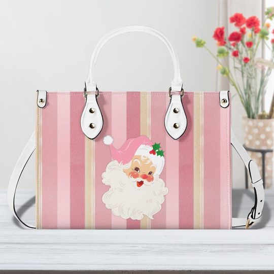 Retro Santa Handbag Vintage Santa Pink Retro Santa MCM Purse Mid Mod Wallet 50s Retro Handbag, Gift for Her