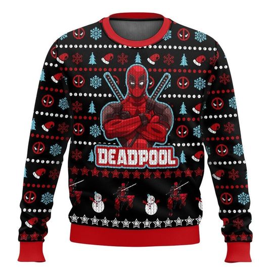 Deadpool 2 Christmas Ugly Sweater, Funny Superhero 2024 Christmas Sweater, Deadpool Ugly Sweater, Deadpool 2 Movie, Xmas Gift