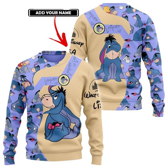 Custom Eeyore Ugly Sweater, Eeyore Sweater, Winnie The Pooh Sweater, Disney Donkey Xmas Sweater, Ugly Xmas Sweater, Christmas Gift