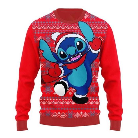 Cute Stitch Santa Claus Ugly Xmas Sweater, Cute Stitch Holiday Sweater, Lilo And Stitch Women Sweater, Disney Stitch Ugly Sweater
