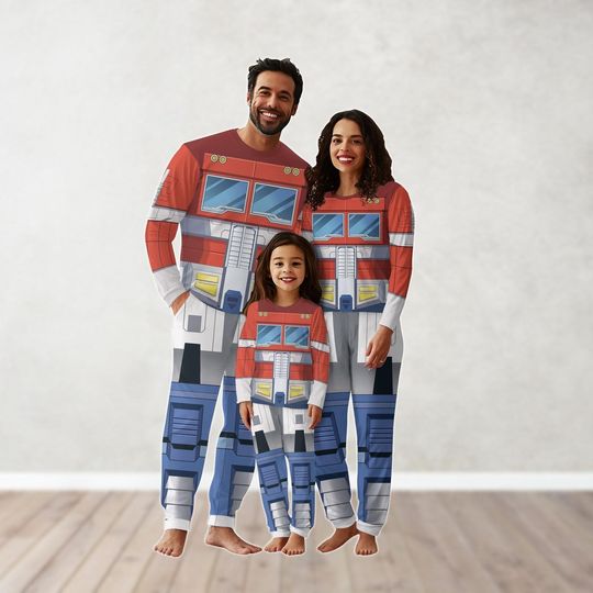 Transformer Optimus Prime Pajamas Set For Family, Optimus Prime Cosplay Costume, Movie Character Halloween Shirt, Christmas Pajamas