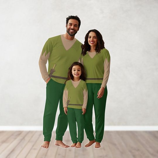 Peter Pan Pajamas Set For Family, Flying Fairy Tale Cosplay Costume, Cartoon Character Halloween Shirt, Peter Pan Christmas Pajamas