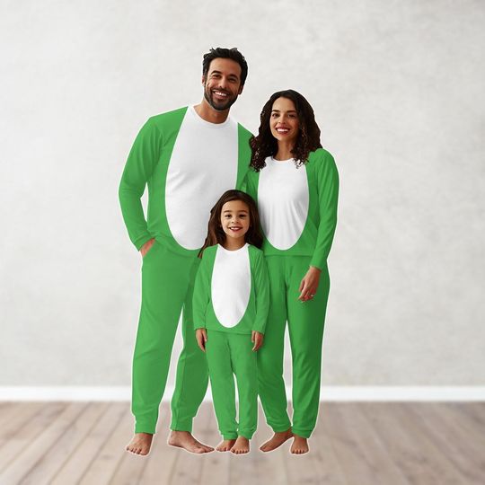 Super Mario Yoshi Pajamas Set For Family, Yoshi Cosplay Costume, Movie Character Christmas Pajamas, Video Game Xmas Holiday Pajamas