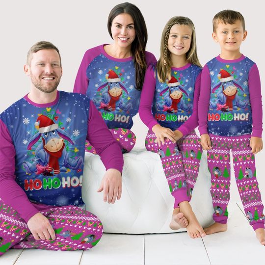 Christmas Eeyore Family Pajamas Set, Donkey Christmas Pajamas, Disney Movie Cartoon Matching Pajamas, Winnie Pooh Sweatshirt And Pants