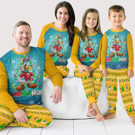 Christmas Donald Duck Family Pajamas Set, Donald Christmas Pajamas, Disney Movie Cartoon Matching Pajamas, Donald Sweatshirt And Pants