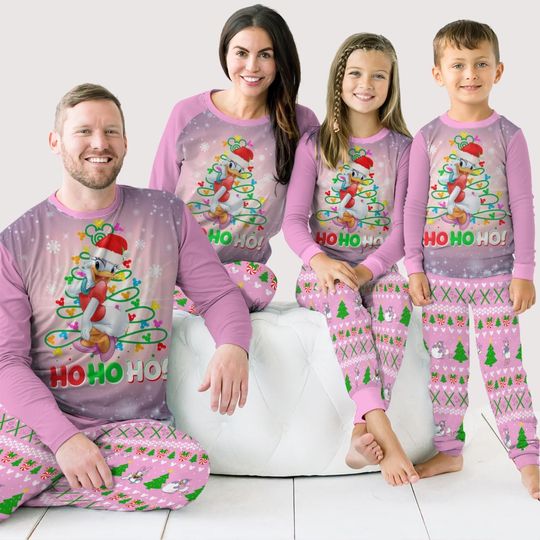 Christmas Daisy Duck Family Pajamas Set, Daisy Christmas Pajamas, Disney Movie Cartoon Matching Pajamas, Daisy Sweatshirt And Pants
