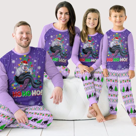 Christmas Ursula Family Pajamas Set, Little Mermaid Christmas Pajamas, Disney Villain Matching Pajamas, Bad Witch Sweatshirt And Pants