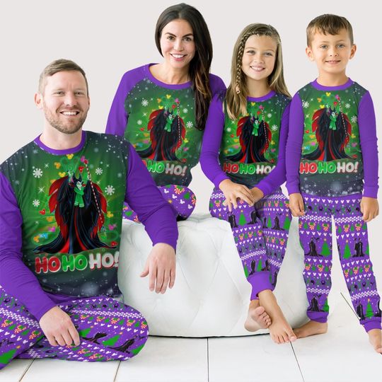 Christmas Maleficent Family Pajamas Set, Disney Villain Christmas Pajamas, Bad Witch Matching Pajamas, Maleficent Sweatshirt And Pants