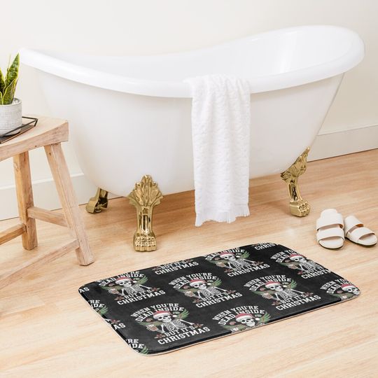 Dead Inside Christmas: Funny Skeleton Bath Mat
