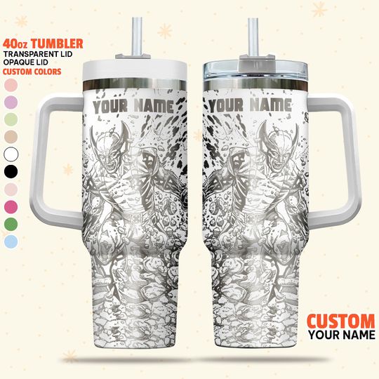 Custom Disney Wolverine Comic Tumbler, Christmas 40oz Tumbler, Handle Stainless Steel Reusable Tumbler, Deadpool Movie