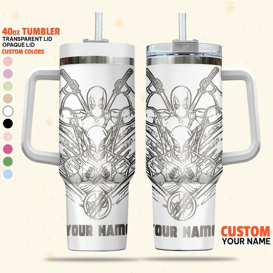 Custom Disney Deadpool and Wolverine Til 90 Tumbler, Christmas 40oz Tumbler, Handle Stainless Steel Reusable Tumbler, Deadpool Movie