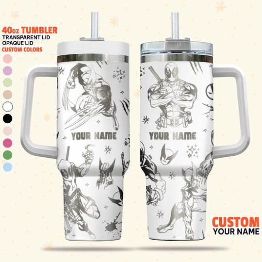 Custom Disney Deadpool and Wolverine Best Friend Tumbler, Christmas 40oz Tumbler, Handle Stainless Steel Reusable Tumbler, Deadpool Movie