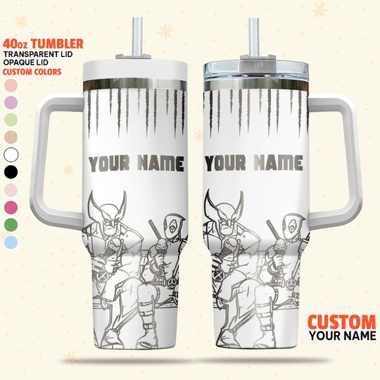 Custom Disney Deadpool and Wolverine Best Friend Chilling Tumbler, Christmas 40oz Tumbler, Handle Stainless Steel Reusable Tumbler