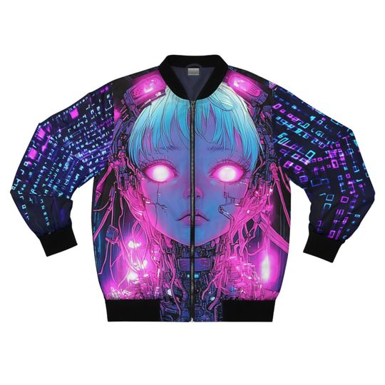 Men's Cyberpunk Bomber - Men's Harajuku Streetwear Jacket - Anime Jacket - Unique Anime Bomber Jacket -
