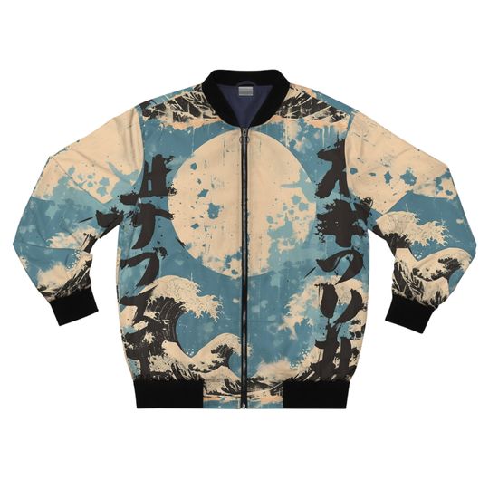 Vintage Japanese Art Men's Bomber Jacket (AOP),Japanese Streetwear ,Fashionable japanese bomber jacket