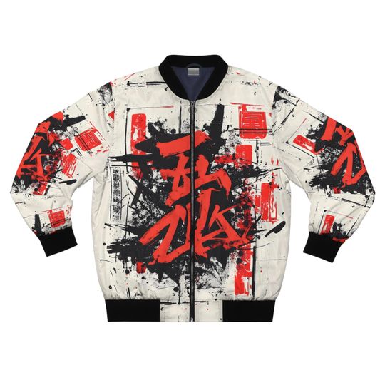 Japanese Streetwear Men's Bomber Jacket (AOP),All Over Ptint Trendy Bomber Jacket,Cute Aesthetic Jacket