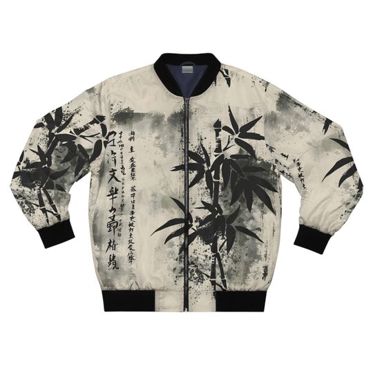 Vintage Japanese Streetwear Men's Bomber Jacket (AOP),Japanese Aesthetic Jacket  ,Fashionable japanese bomber jacket