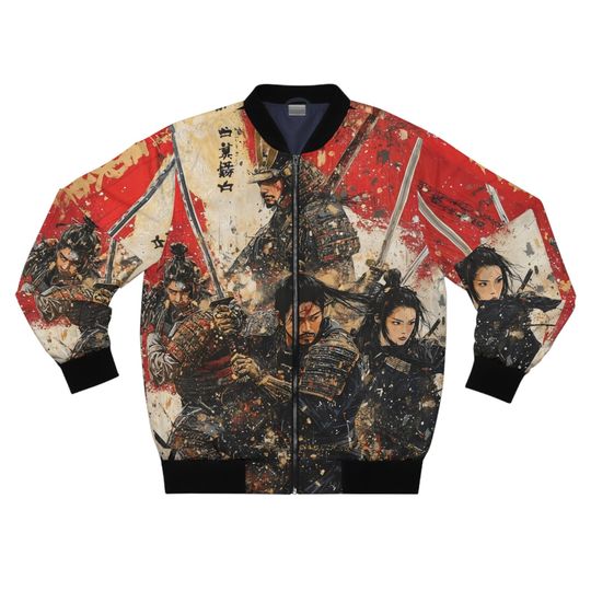 Vintage Japanese Bomber Men's Jacket ,Men's AOP Bomber Jacket,Japanese Streetwear Bomber Jacket