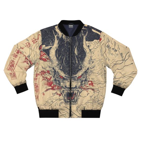 Vintage Japanese Dragon Bomber Men's Jacket ,Men's AOP Bomber Jacket,,Japanese Streetwear Mens Jacket