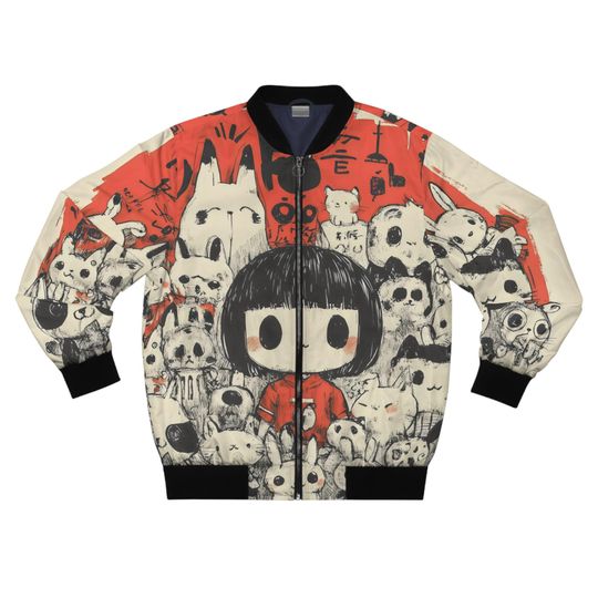 Cute Aesthetic Japanese Bomber Men's Jacket ,Men's AOP Bomber Jacket,Japanese Streetwear Bomber Jacket