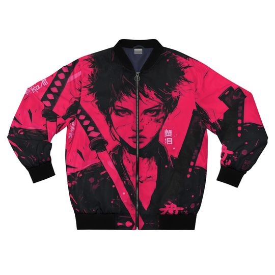 Japanese Bomber Men's Jacket ,Men's AOP Bomber Jacket,Japanese Streetwear Bomber Jacket