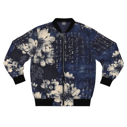 Vintage Japanese Streetwear Bomber  Jacket ,Men's AOP Bomber Jacket,Vintage Flowers Bomber Jacket