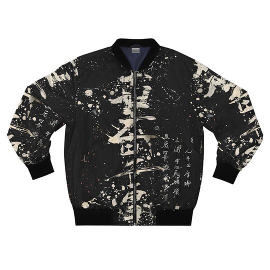 Vintage Japanese Streetwear Men's Bomber Jacket (AOP),Japanese Aesthetic Jacket  ,Fashionable japanese bomber jacket