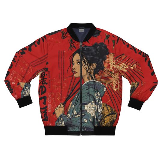 Casual Japanese Bomber Men's Jacket ,Men's AOP Bomber Jacket,Japanese Streetwear Bomber Jacket