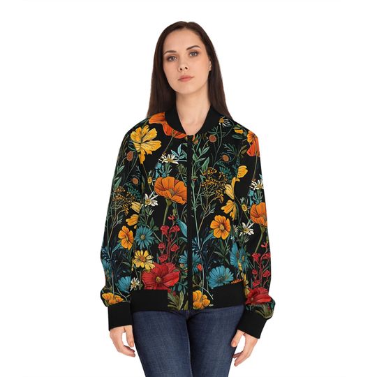 Boho Wildflowers Women's Bomber Jacket (AOP)