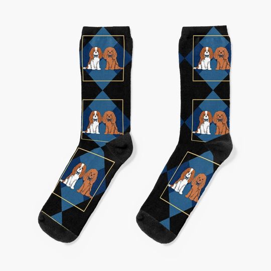 Lattice Cavalier King Charles Spaniel - Blenheim and Ruby Socks