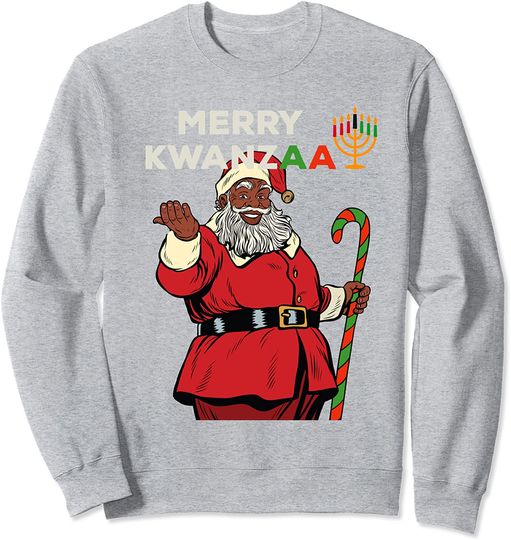 Merry Kwanzaa Santa Black Christmas African American Unisex Crewneck