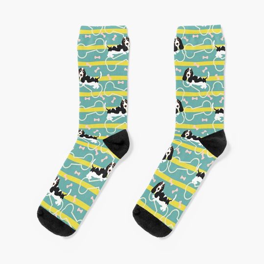 Cute Black and Tan Basset Hound Socks