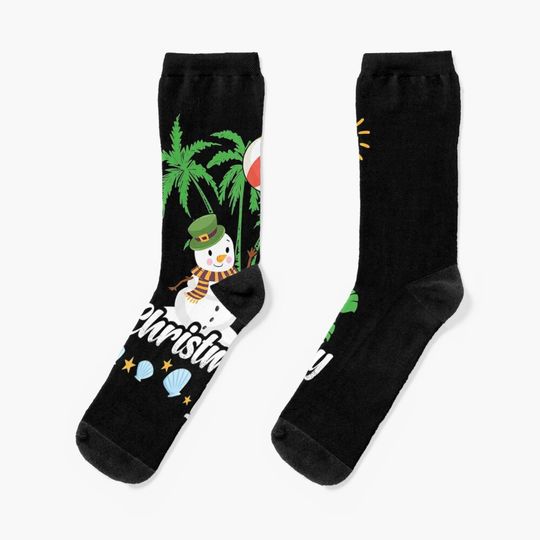 Snowman Christmas in July Funny Hawaiian Summer Socks