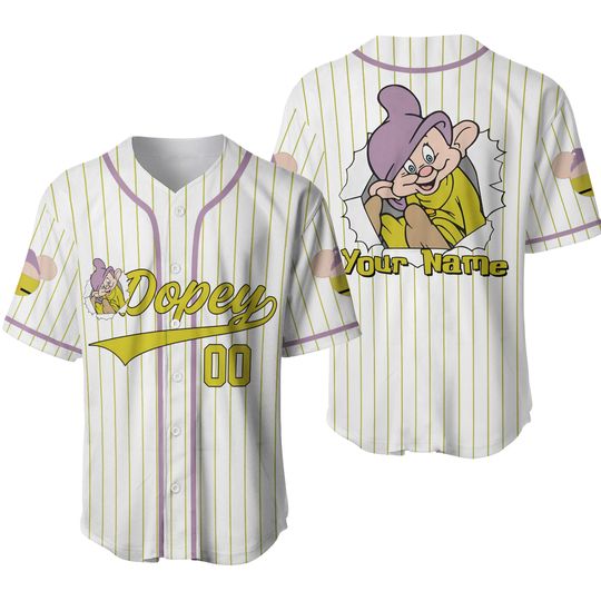 Dopey Jersey Shirt, Personalized Baseball Jersey, Disney Dopey Jersey, Seven Dwarfs Baseball Shirt, Snow White Characters Shirt