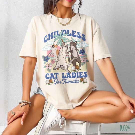 Comfort Colors Childless Cat Lady Shirt, Kamala Shirt, Against The Patriarchy, Feminist Shirt, Kamala Harris Election 2024 Shirt