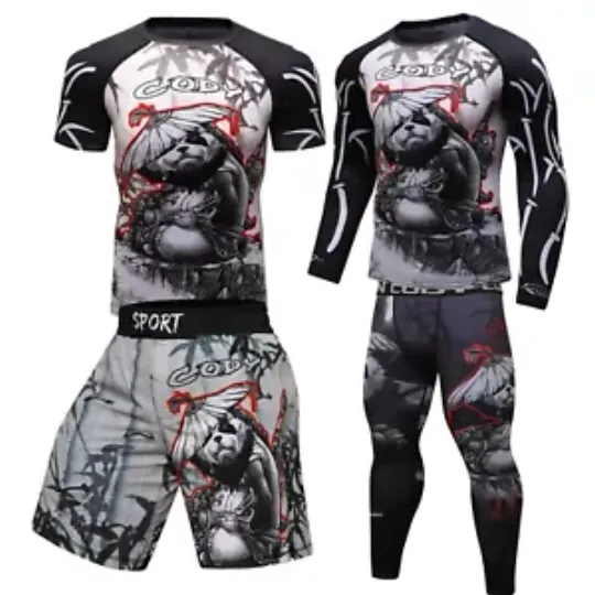 Rashguard men'sguard Gym Clothing mma Boxing Tracksuit set Black boxing suits