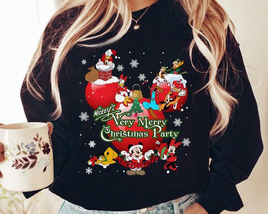 Cute Mickey And Friends, Mickey's Very Merry Christmas Party 2024 Shirt, Disney Xmas T-shirt, Disneyland Vacation Family Matching Trip Gift