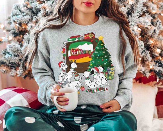 101 Dalmatians Watching TV Christmas Light Costume T-shirt, Disney Mickey's Very Merry Xmas Party Tee, Disneyland Vacation Family Trip Gift