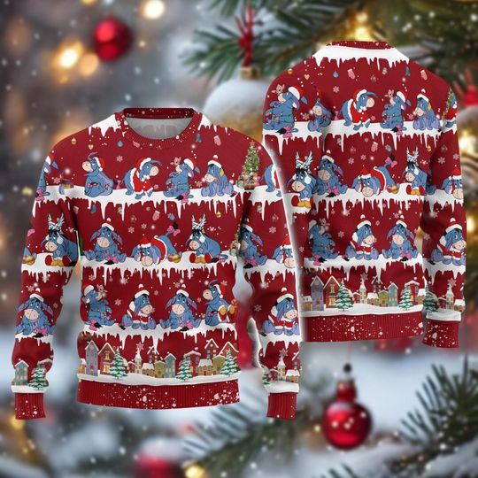 Eeyore Christmas Ugly Sweater, Winnie The Pooh Xmas Sweater, Eeyore Santa Sweateshirt, Eeyore Xmas Shirt, Christmas Party Gift