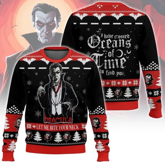 Halloween Dracula Ugly Sweater, Vampire Movie Xmas Sweater, Classic Horror Movie Ugly Sweater Shirt, Dracula Shirt, Halloween Gift