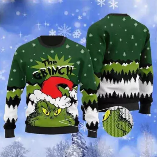 funny character Santa Funny With Snowflakes Pattern Xmas Party Gifts 2024 Ugly Sweater