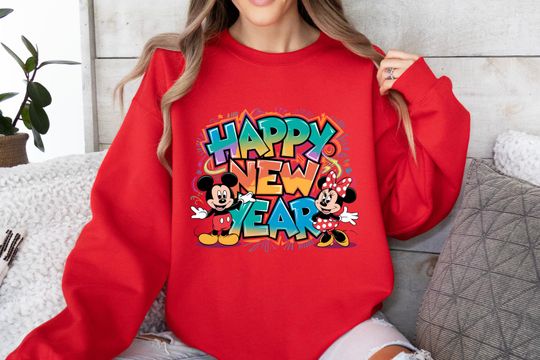Disney Happy New Year Sweatshirt, Disney Holiday Shirt, Disney New Year 2025 Sweatshirt, Minnie and Mickey Sweatshirt, Disney Matching Tee