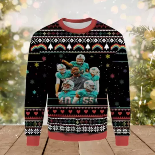 NEW! Miami Dolphins Ugly Christmas Sweater Gift For Her, Him